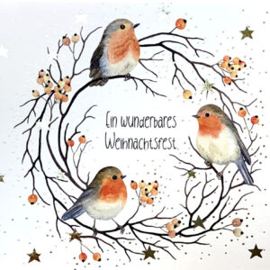 Weihnachtskarte - Ein wunderbares Weihnachtsfest - Drei Rotkehlchen