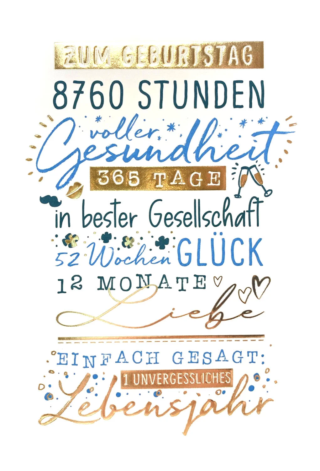 Grußkarte - Zum Geburtstag 8760 Stunden voller Gesundheit ...