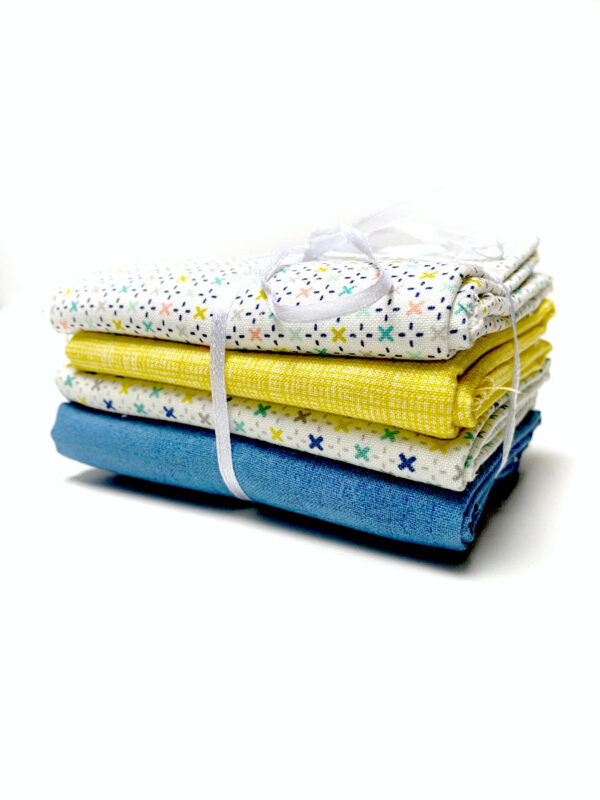 4er Fat Quarter Set "Morning Light" - blau/gelb