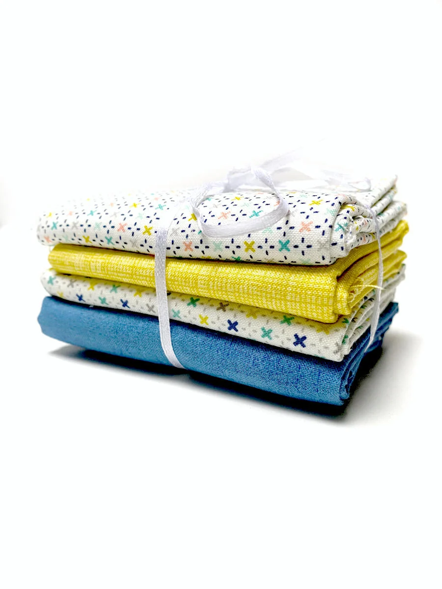 4er Fat Quarter Set "Morning Light" - blau/gelb