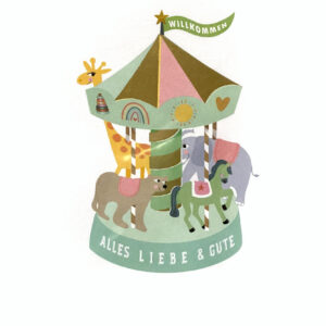 Grußkarte - Zum Baby alles Liebe & Gute - Buntes Karussell