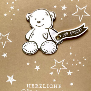 Grußkarte - Zur Geburt Herzliche Glückwünsche - Teddy