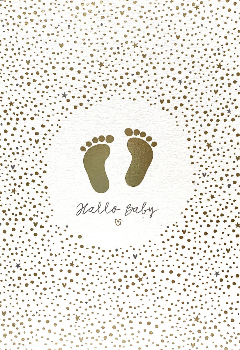 Grußkarte - Hallo Baby - Fußabdrücke