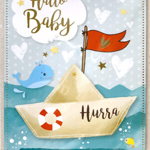 Grußkarte - Hallo Baby - Segelboot