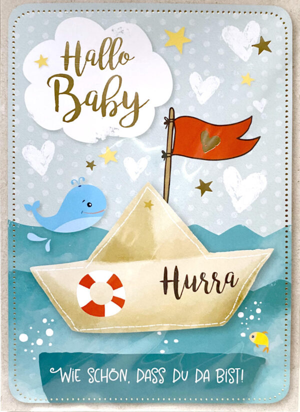 Grußkarte - Hallo Baby - Segelboot