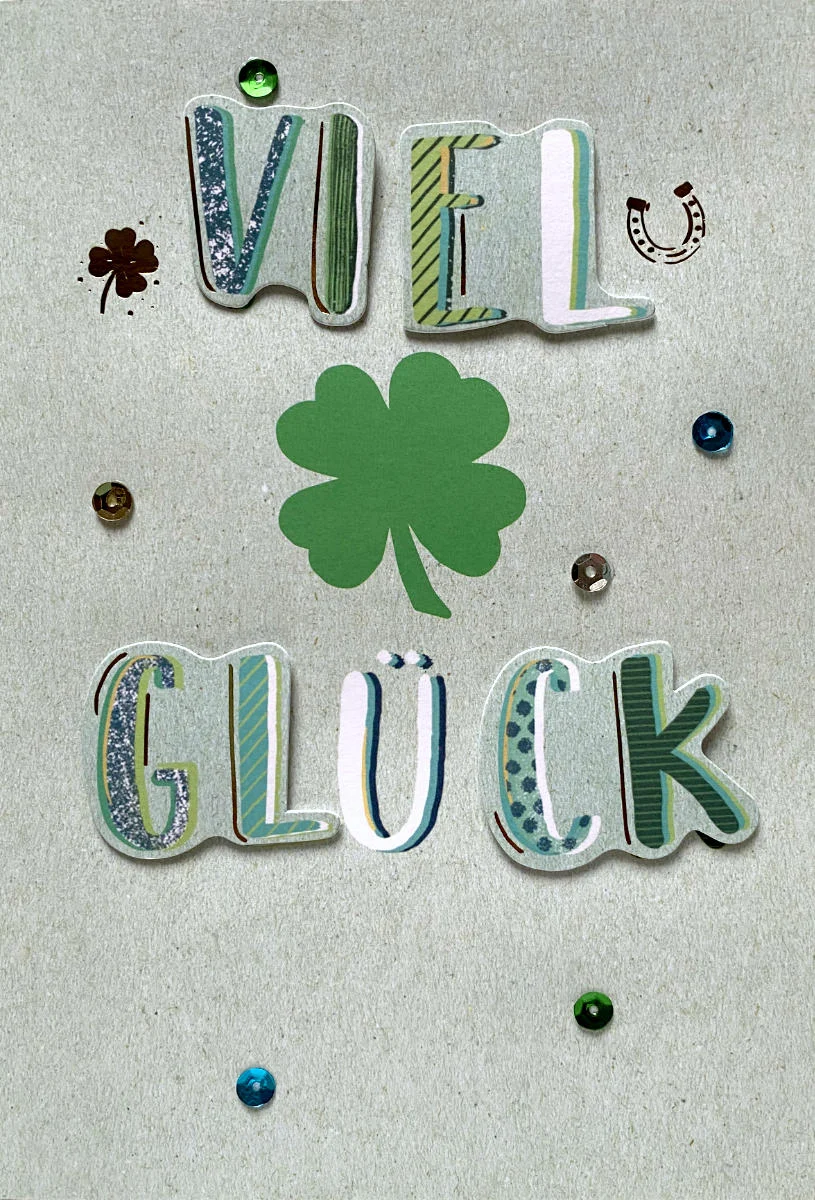 Grußkarte - Viel Glück - Kleeblatt