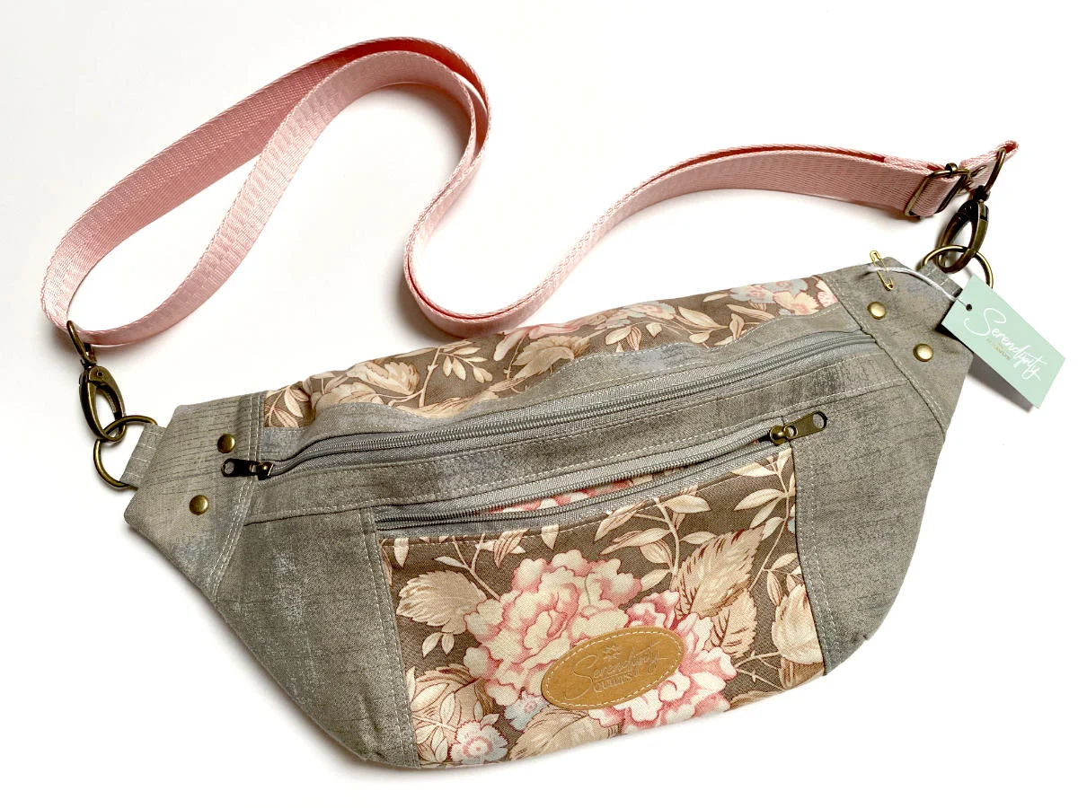 Bauchtasche - Crossbody Bag - grau/rosa - medium