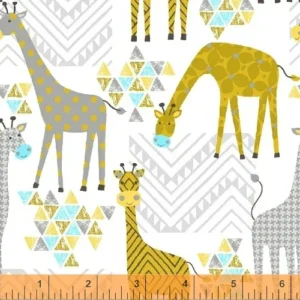 Stand Tall - Baby Giraffes White - Windham Fabrics