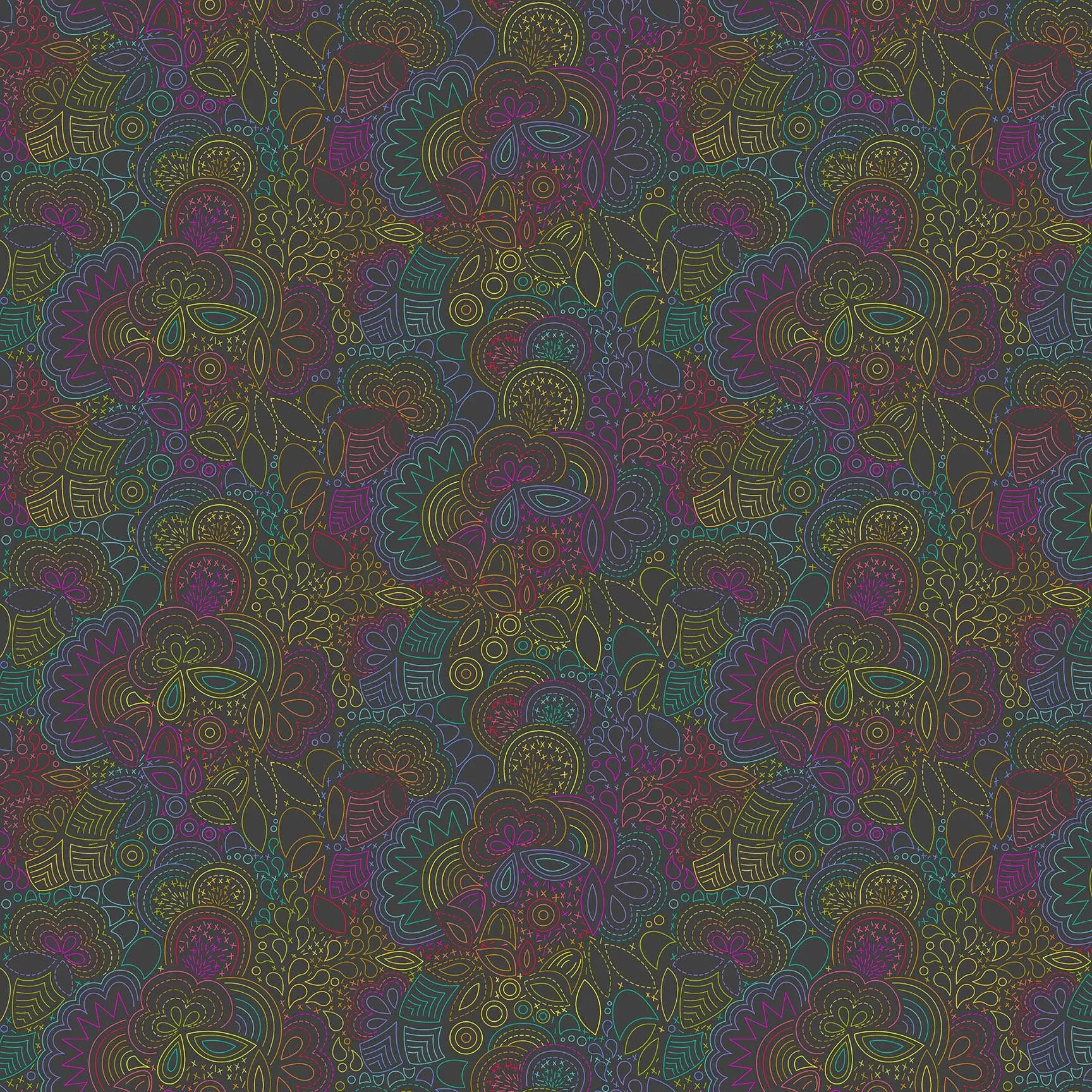 Color Wheel - Rainbow Stitched Night - Andover Fabrics - 1446-K