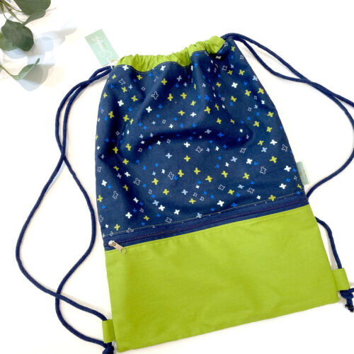 Turnbeutel-Rucksack - Grün/Blau - medium