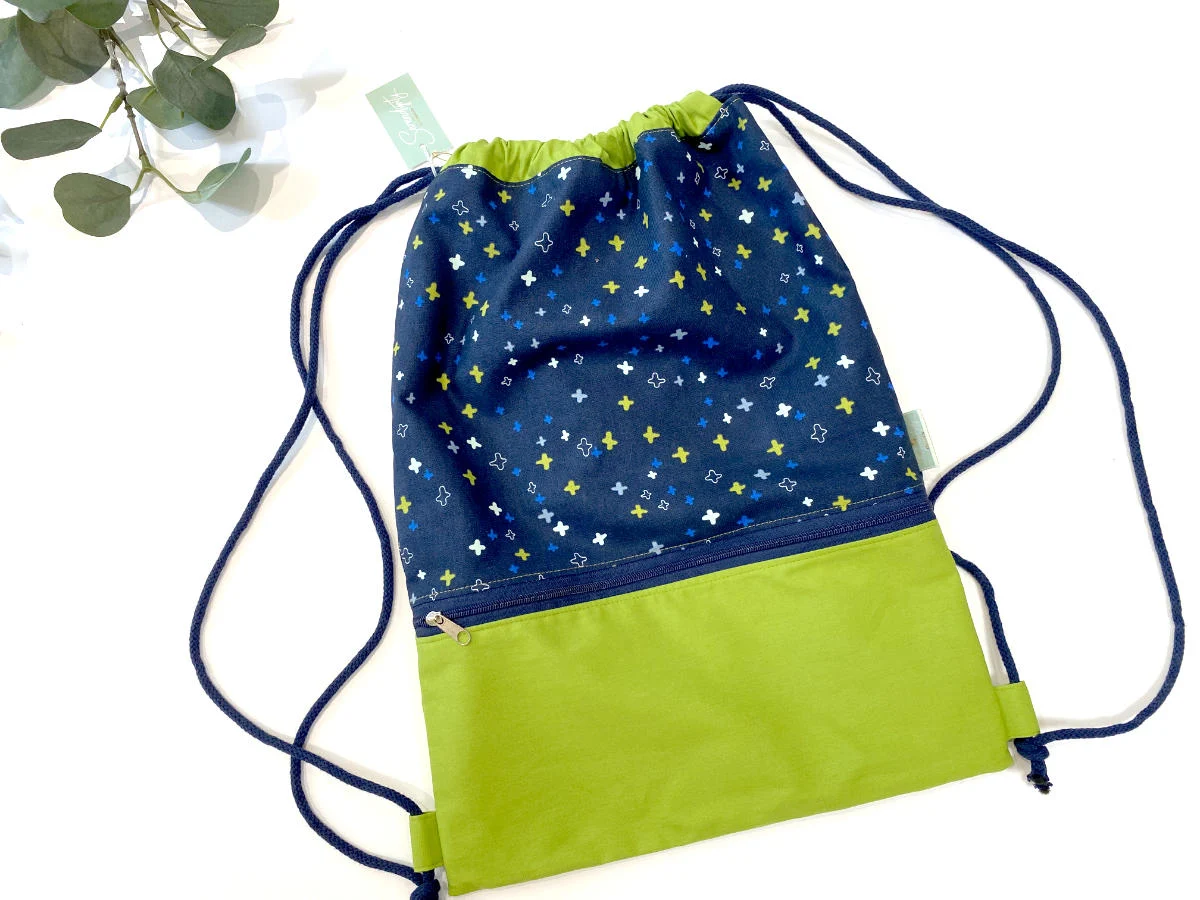 Turnbeutel-Rucksack - Grün/Blau - medium