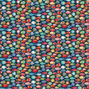 Deep Blue Sea - Fish Shoal Dark Blue - Makower - 139_B8