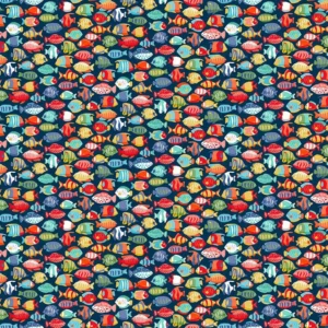Deep Blue Sea - Fish Shoal Dark Blue - Makower - 139_B8
