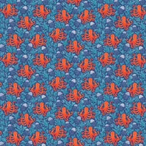 Deep Blue Sea - Octopus Dark Blue - Makower - 140_B8