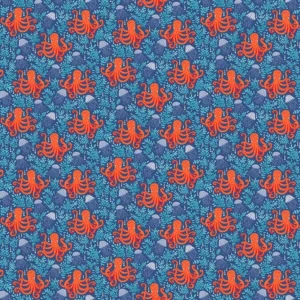 Deep Blue Sea - Octopus Dark Blue - Makower - 140_B8
