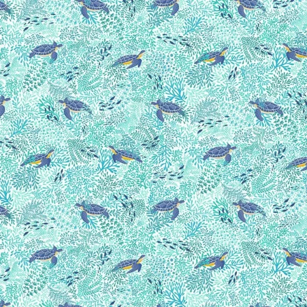 Deep Blue Sea - Turtles White - Makower - 143_W