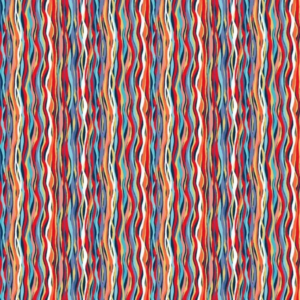 Deep Blue Sea - Wave Stripe Dark Blue - Makower - 144_B8