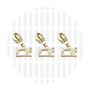 Schieber für Endlos-Reißverschluss #5 - Nähmaschine Gold - 3er Set - ZipperZoo