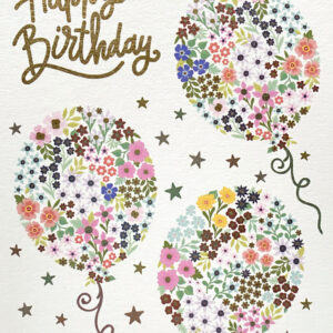 Postkarte - Happy Birthday - Luftballons aus Blumen