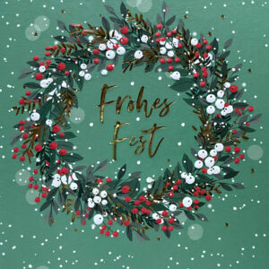 Weihnachtskarte - Frohes Fest - Beerenkranz