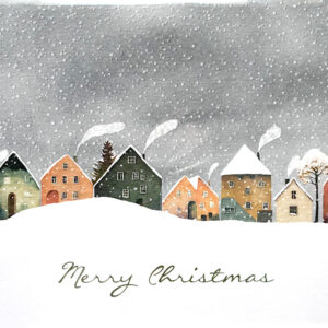 Weihnachtskarte - Merry Christmas - Häuser im Schnee