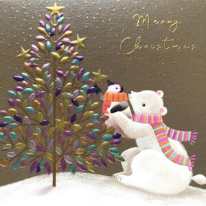 Weihnachtskarte - Merry Christmas - Eisbär und Pinguin