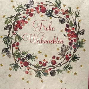 Weihnachtskarte - Frohe Weihnachten und ein gutes neues Jahr - Beerenkranz