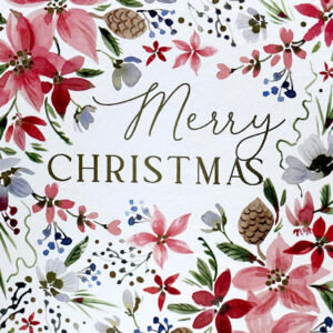 Weihnachtskarte - Merry Christmas - Winterliche Blumen