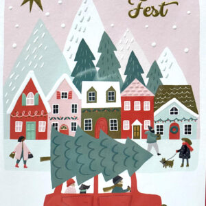 Weihnachtskarte - Frohes Fest - Auto mit Tanne