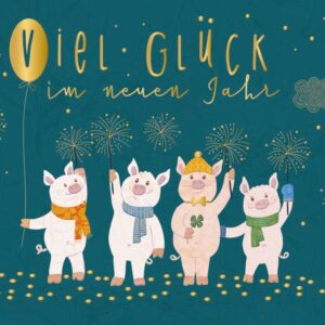 Weihnachtskarte - Viel Glück im neuen Jahr - Schweinchen