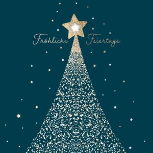 Postkarte - Fröhliche Feiertage - Weihnachtsbaum aus Glitzerregen