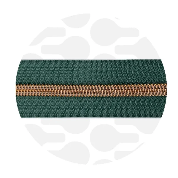 Endlos-Reißverschluss #5 - Vintage Green / Roségold - 1-Meter-Zuschnitt - ZipperZoo