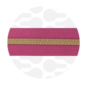 Endlos-Reißverschluss #5 - Hot Pink / Gold - 1-Meter-Zuschnitt - ZipperZoo