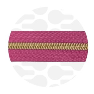 Endlos-Reißverschluss #5 - Hot Pink / Gold - 1-Meter-Zuschnitt - ZipperZoo