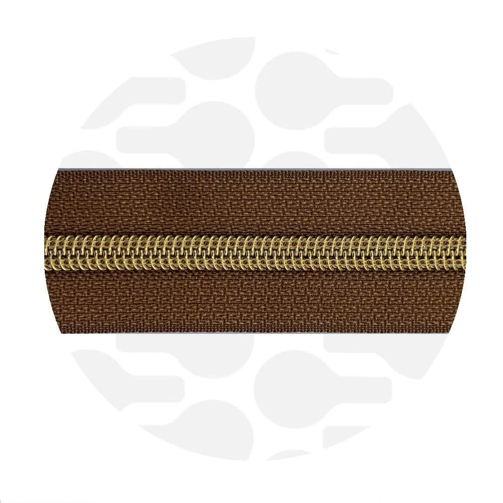 Endlos-Reißverschluss #5 - Tobacco Brown / Gold - 1-Meter-Zuschnitt - ZipperZoo