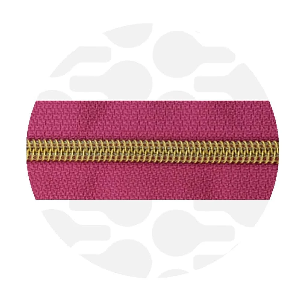 Endlos-Reißverschluss #5 - Radiant Magenta / Gold - 1-Meter-Zuschnitt - ZipperZoo