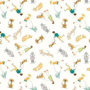 Be My Neighbor - Dog Walkers Ivory - Windham Fabrics - 53161-1