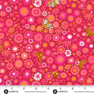 Camp Kitschy Lala - Daisy Field Cardinal - Alison Glass - Andover - A-1715-R