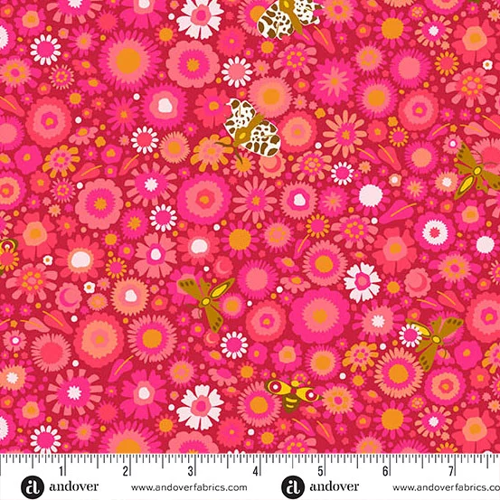 Camp Kitschy Lala - Daisy Field Cardinal - Alison Glass - Andover - A-1715-R