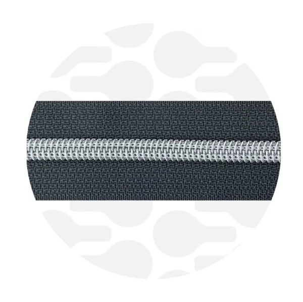 Endlos-Reißverschluss #5 - Midnight Grey / Silber - 1-Meter-Zuschnitt - ZipperZoo