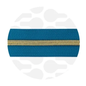 Endlos-Reißverschluss #5 - Lagoon Blue / Gold - 1-Meter-Zuschnitt - ZipperZoo