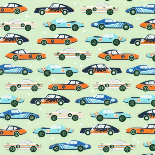 Full Speed Ahead! - Race Cars Mint - Robert Kaufman - SRKD-24039-32