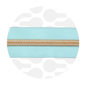 Endlos-Reißverschluss #5 - Glacier Blue / Gold - 1-Meter-Zuschnitt - ZipperZoo
