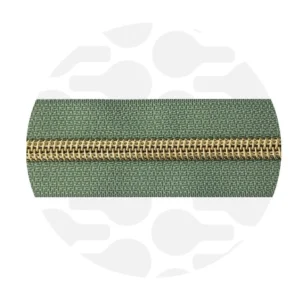 Endlos-Reißverschluss #5 - Willow Green / Gold - 1-Meter-Zuschnitt - ZipperZoo