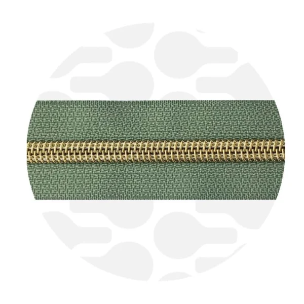 Endlos-Reißverschluss #5 - Willow Green / Gold - 1-Meter-Zuschnitt - ZipperZoo
