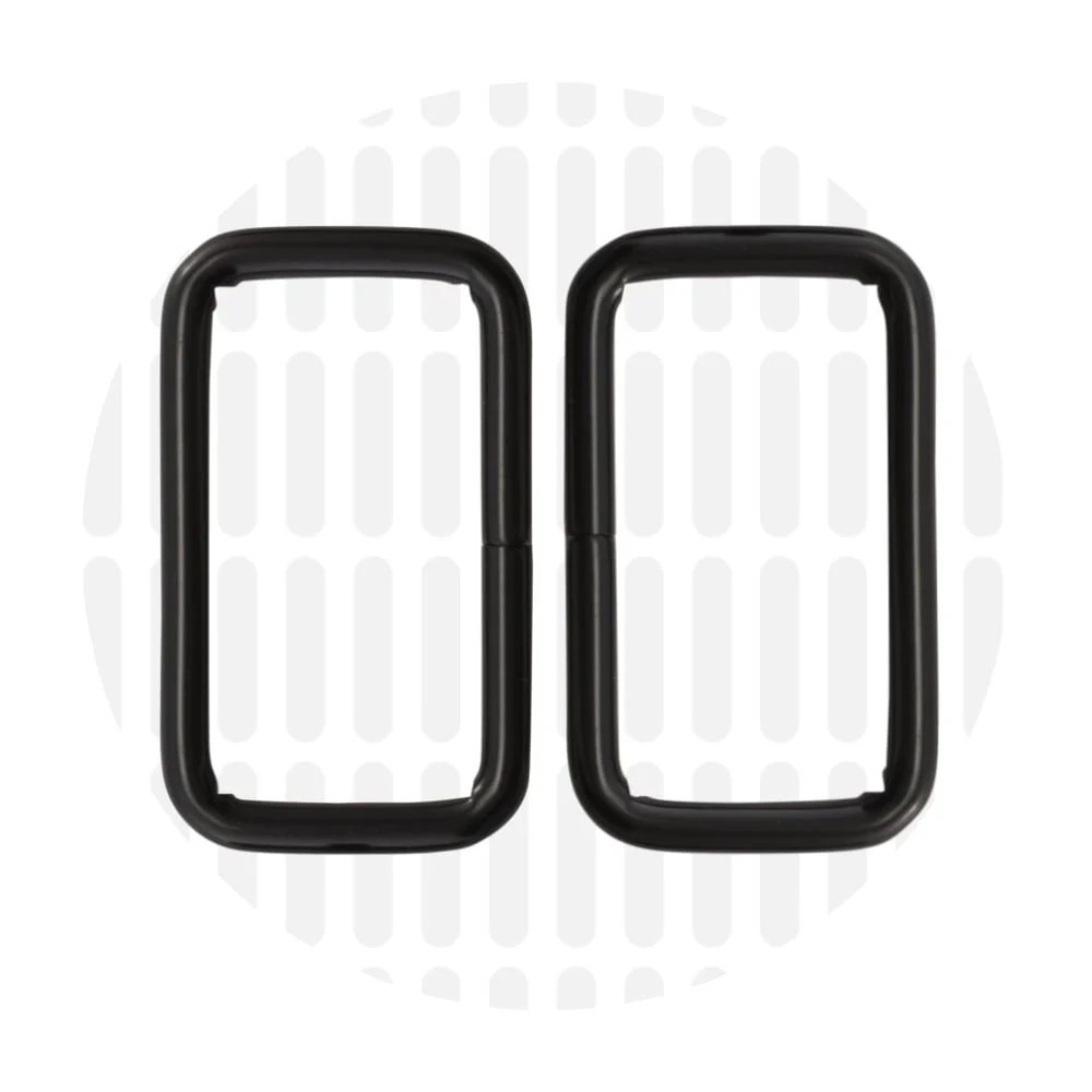 Schlaufe / Rechteckring 38 mm 2er-Set - Schwarz - ZipperZoo - 140-1738-BL-02