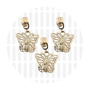 Schieber für Endlos-Reißverschluss #5 – Schmetterlinge Gold – 4er Set – ZipperZoo