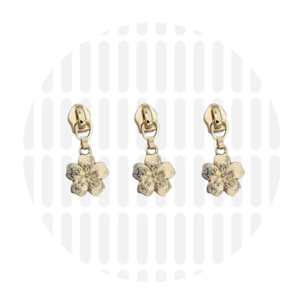 Schieber für Endlos-Reißverschluss #5 – Kirschblüte Gold – 3er Set – ZipperZoo
