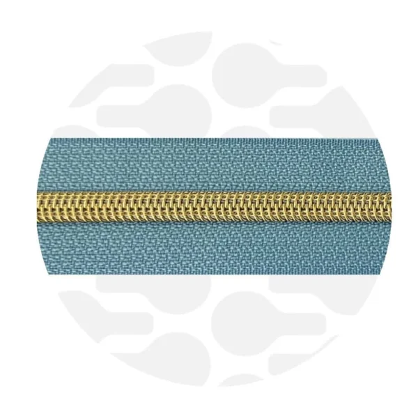 Endlos-Reißverschluss #5 - Foggy Blue / Gold - 1-Meter-Zuschnitt - ZipperZoo