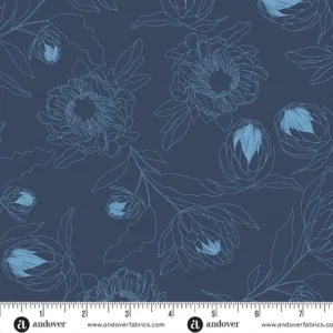 Andover Fabrics - Color Me Whispered - Protea Whisper Navy - 10070-B